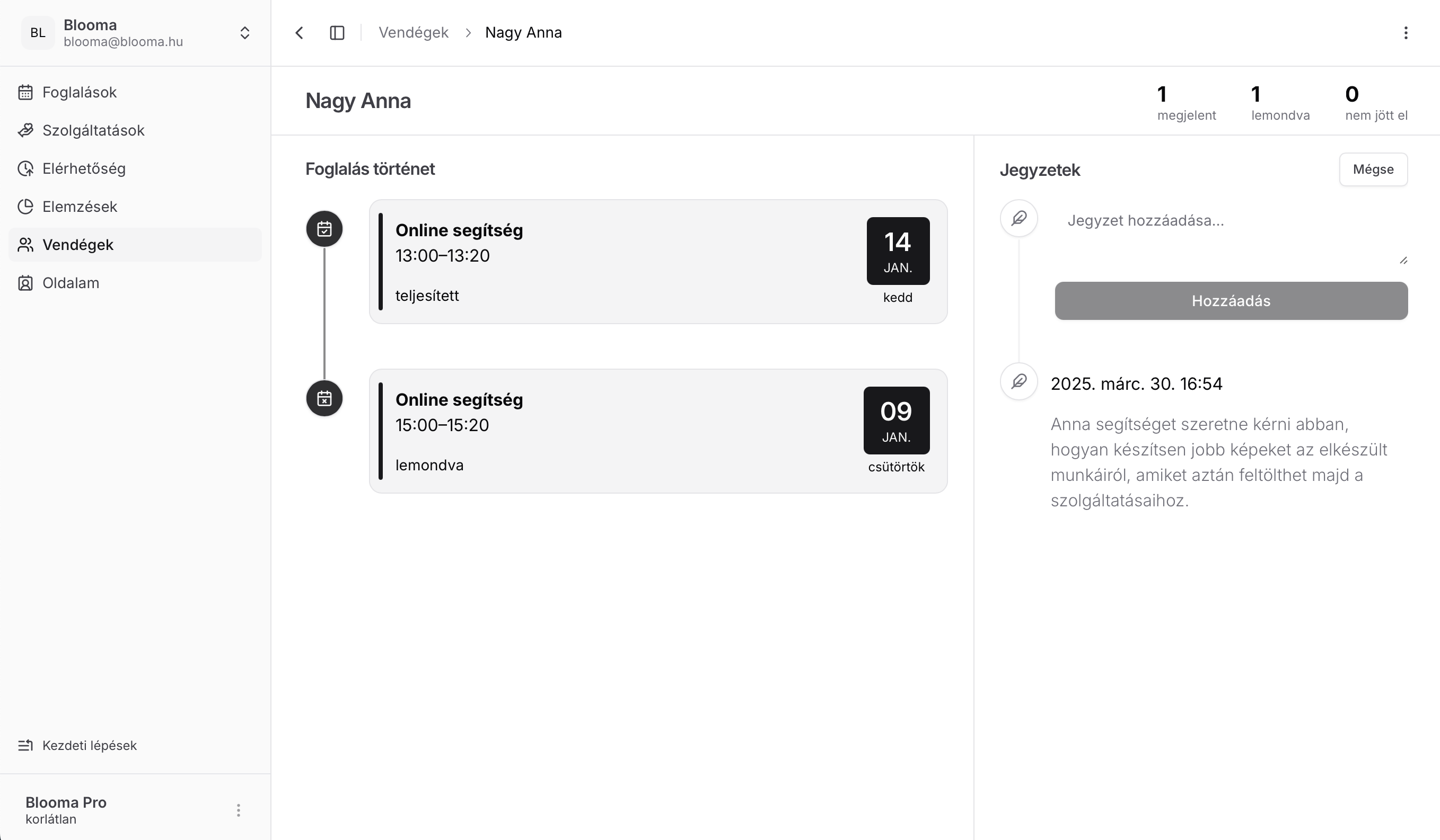Vendég profil példa