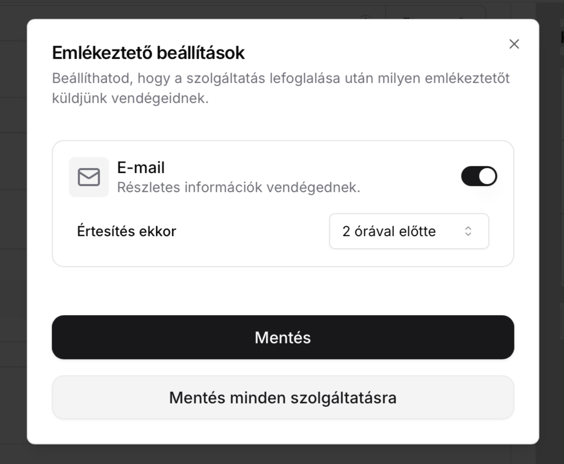 Emlékeztető beállítása példa