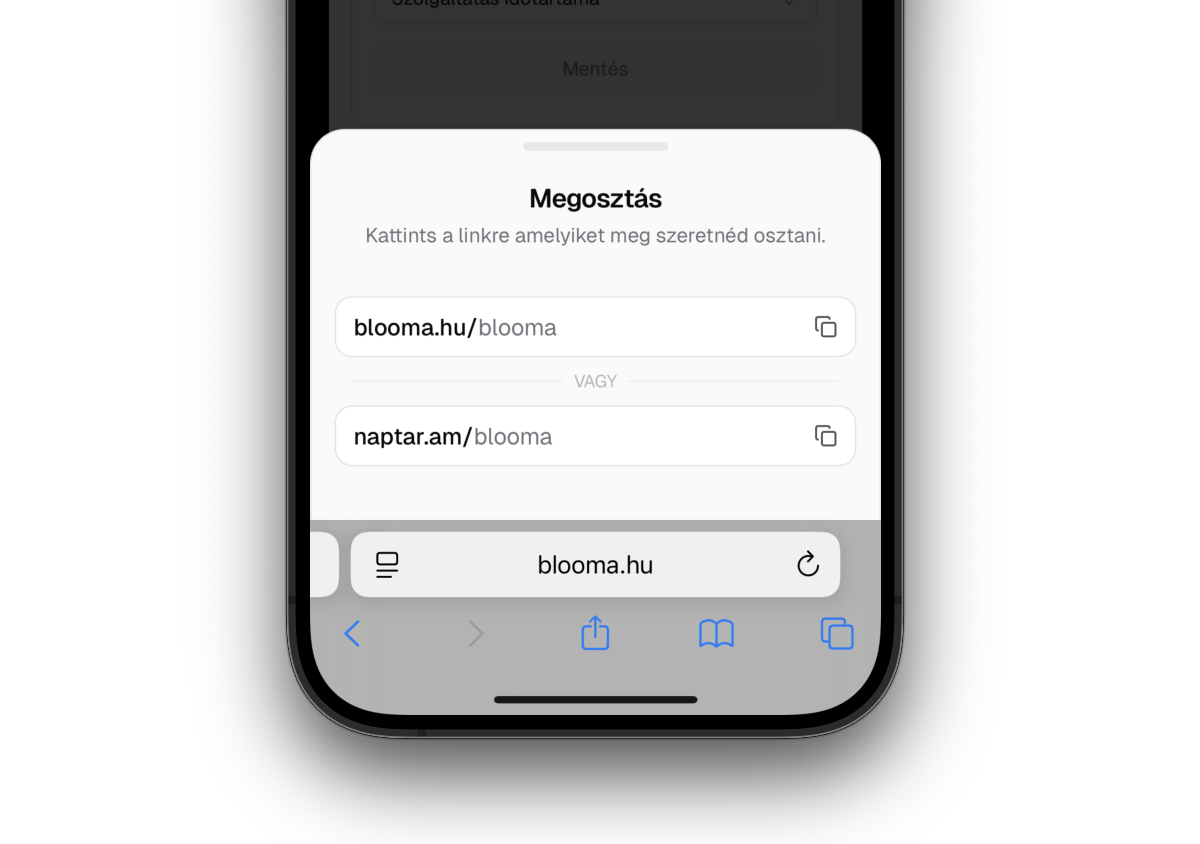 Oldal megosztása példa