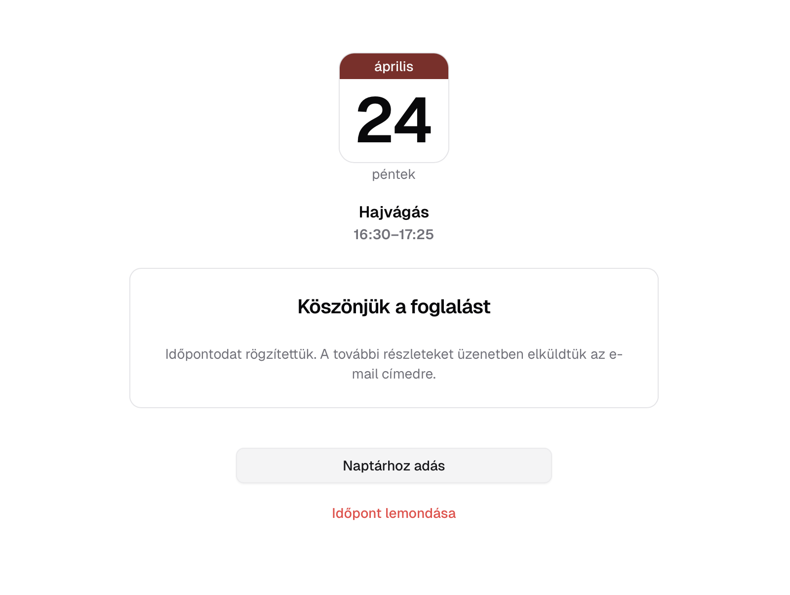 Sikeres foglalás